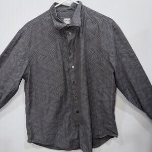 Armani Collezioni Dress Shirt Mens Gray Long Sleeve Formal Cotton Button Up XL